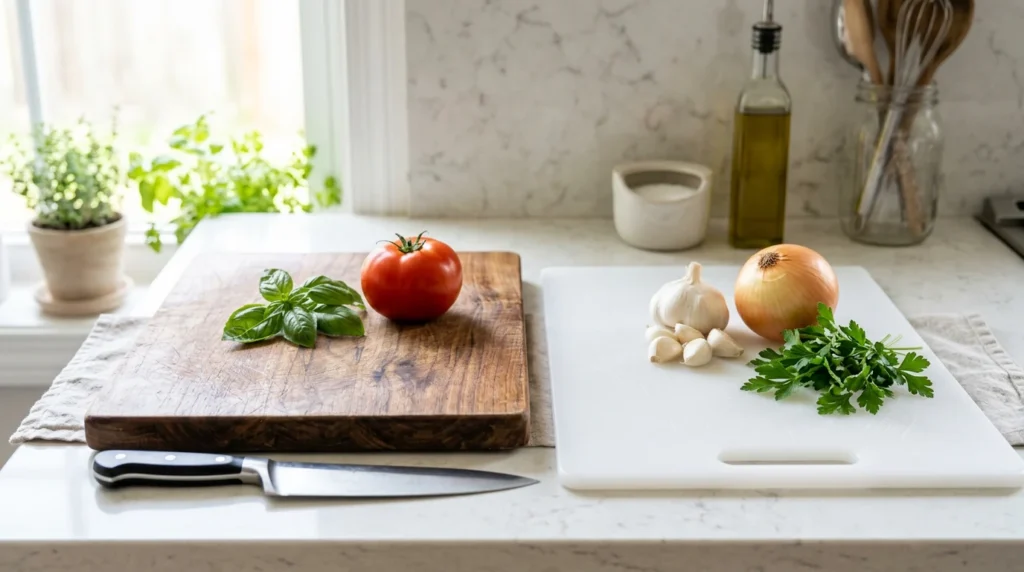 Wood and plastic cutting boards compared