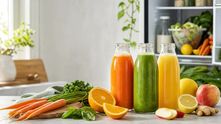 Fresh juice in clean glass bottles should be chilled quickly and stored with food safety in mind.