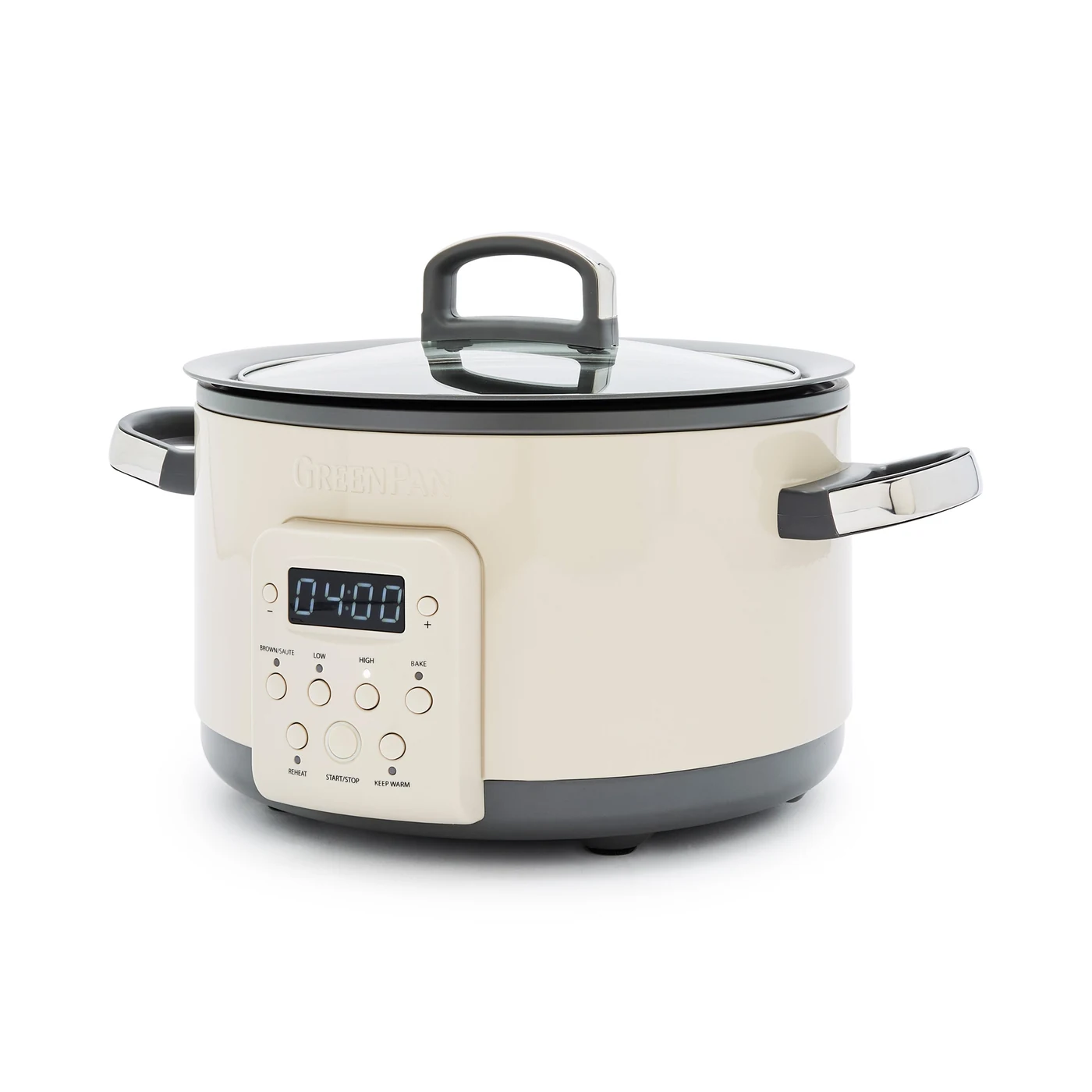GreenPan Bistro 4-Quart Slow Cooker with In-Pot Browning | Macadamia – smaller households that want a compact cooker able to brown ingredients before slow cooking