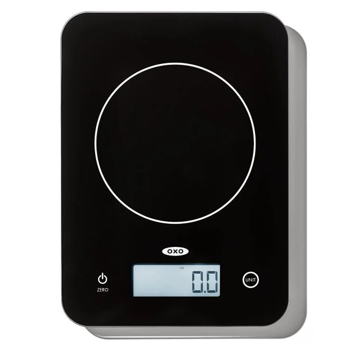 OXO Good Grips 11 lb/5 kg Everyday Glass Food Scale – everyday portion control and recipe prep in a slim, easy-to-clean scale