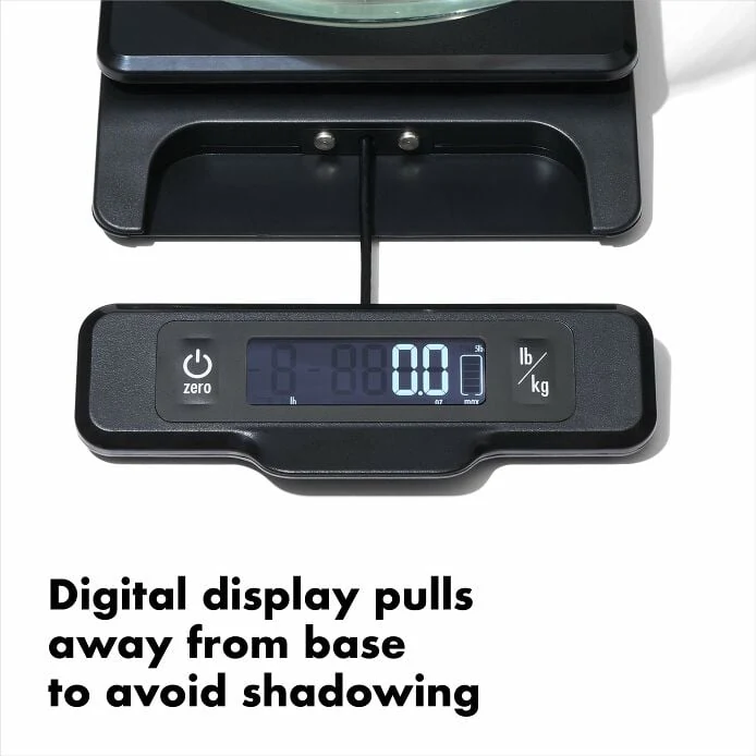 OXO Good Grips 5 lb Food Scale with Pull-Out Display – single-serving meal prep and portioning ingredients in bowls that would otherwise block the display