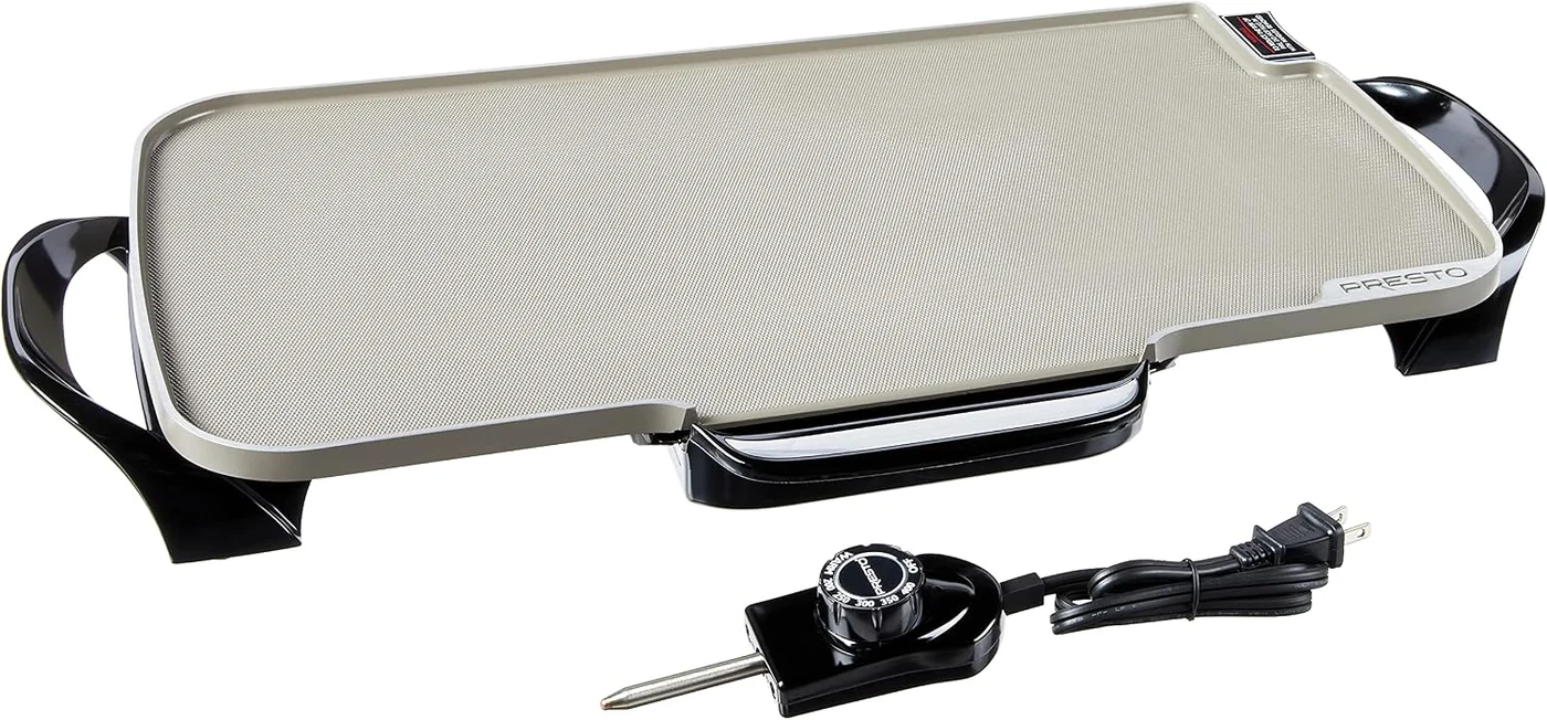 Presto 07062 22-Inch Ceramic Electric Griddle with Removable Handles – families who need a spacious PFAS-free ceramic griddle that stores more easily in a standard kitchen cabinet