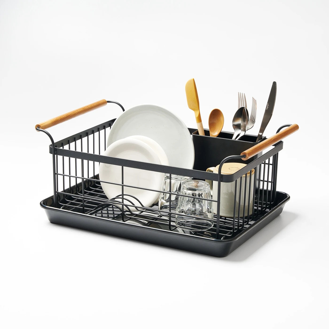 Yamazaki Tosca Dish Rack - Steel + Wood – small-kitchen cooks who want an airy countertop rack with easy-carry handles